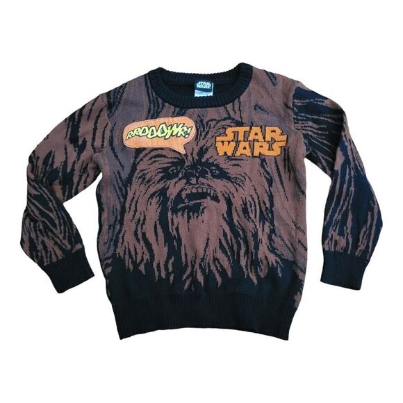 STAR WARS Chewbacca Graphic Knit Pullover Ugly Christmas Sweater Boys SZ XS - Picture 1 of 6